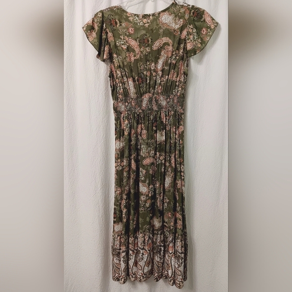 Floral Green Dress Size L - Picture 4 of 10